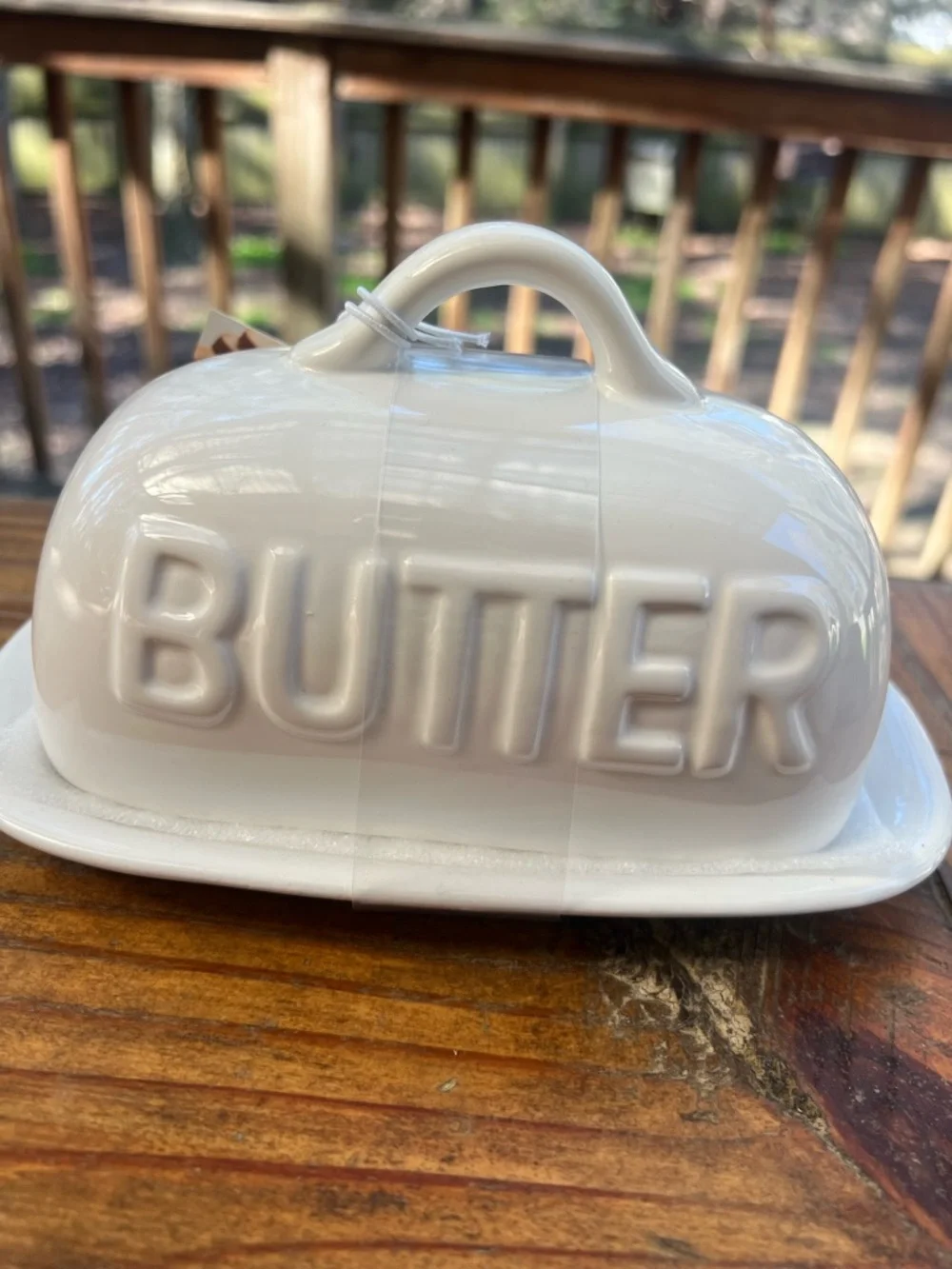 MARKET FINDS White Covered Ceramic Butter Dish NWT NEW